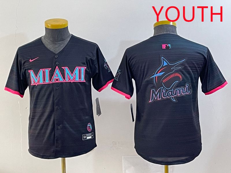 Youth 2025 Miami Marlins Blank Black Joint Name Nike MLB Jersey style 2